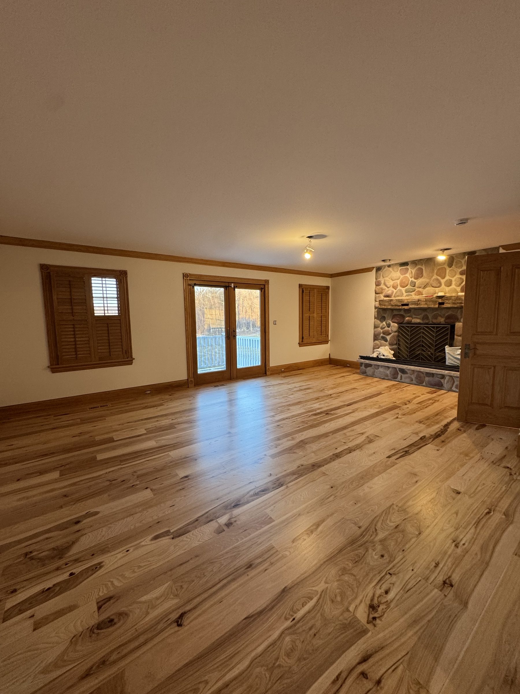 Wide plank hickory living room
