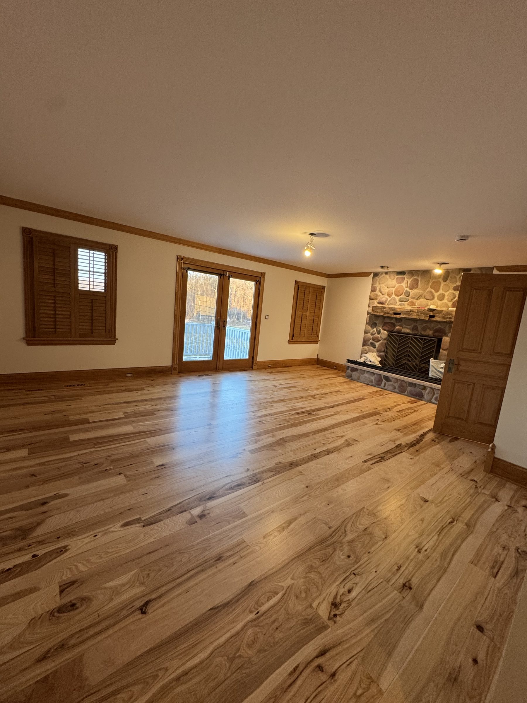 Wide plank hickory flooring alternate angle