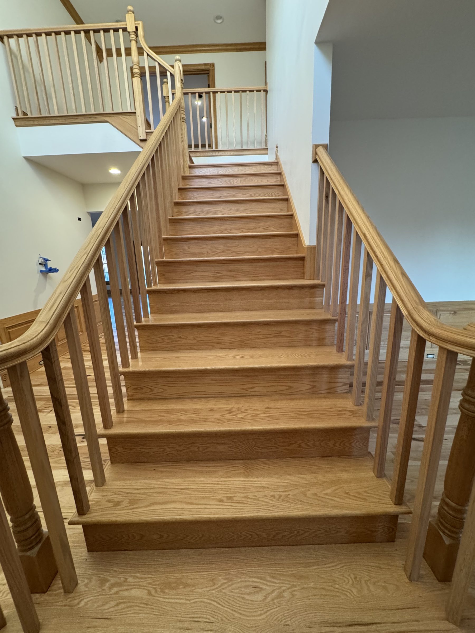 Custom oak staircase with treads and railings